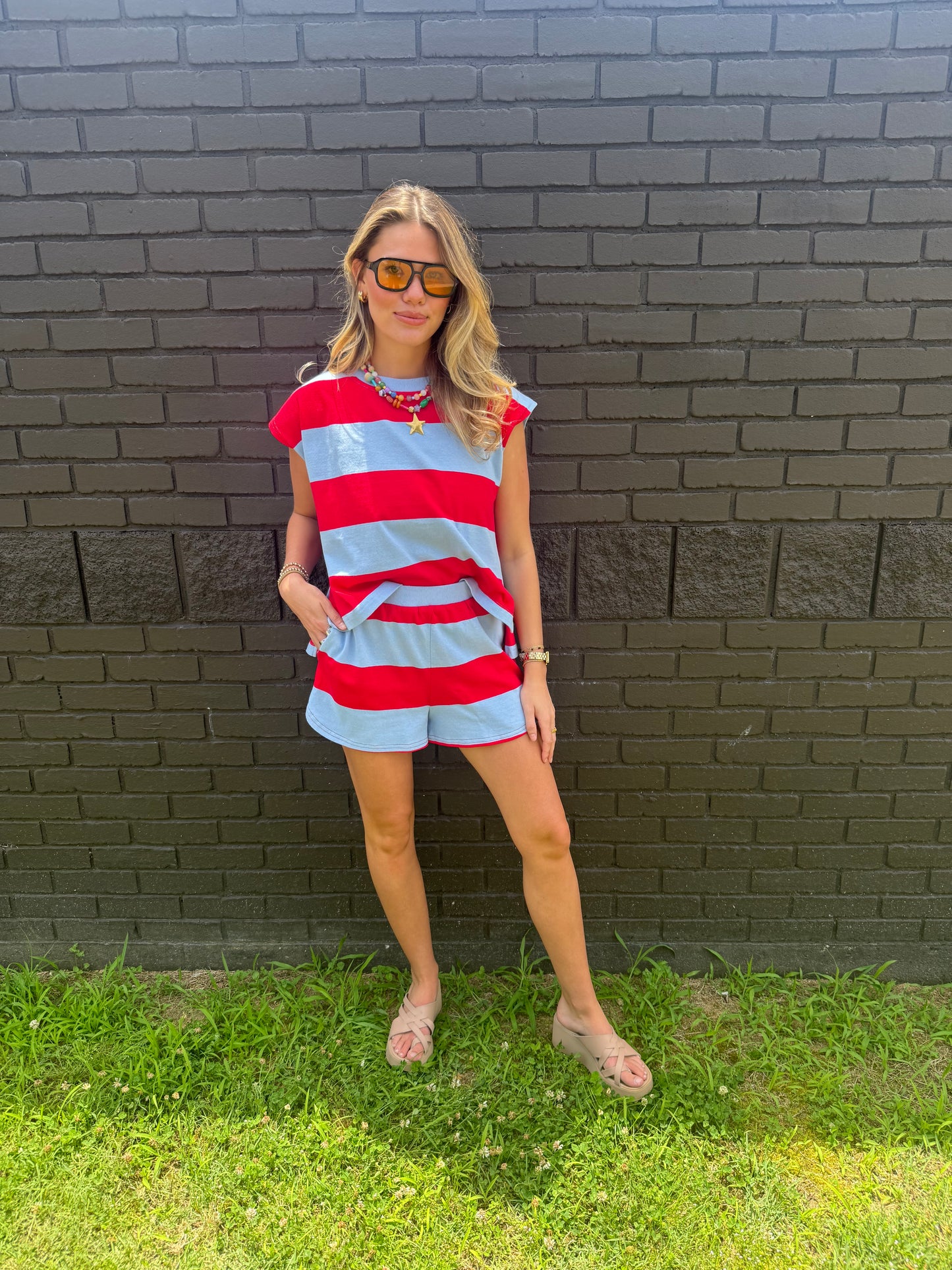Ellis Red/Blue Top