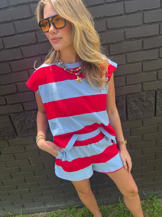 Ellis Red/Blue Top
