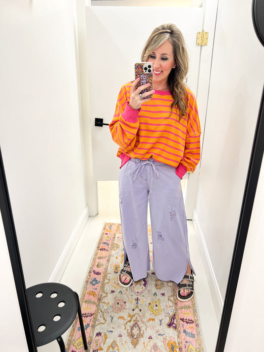 Fall For Me Stripe Orange Top