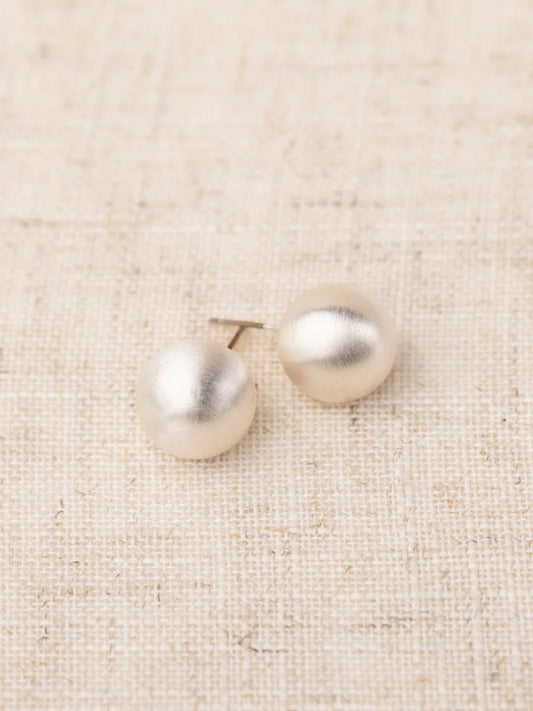 Grenada brushed silver large earrings