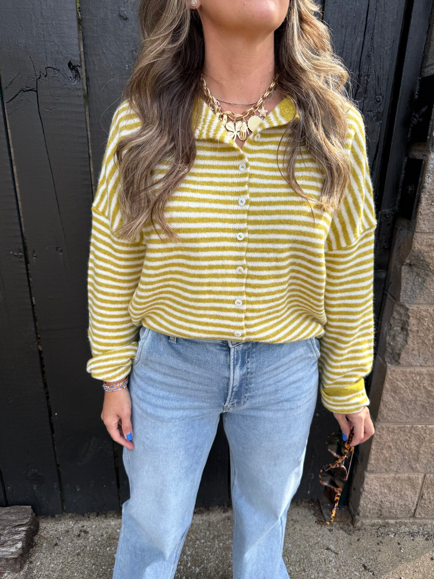 Piper Mustard Stripe Cardigan