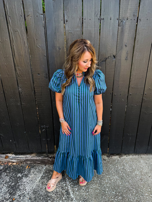 Allie Stripe Green Midi