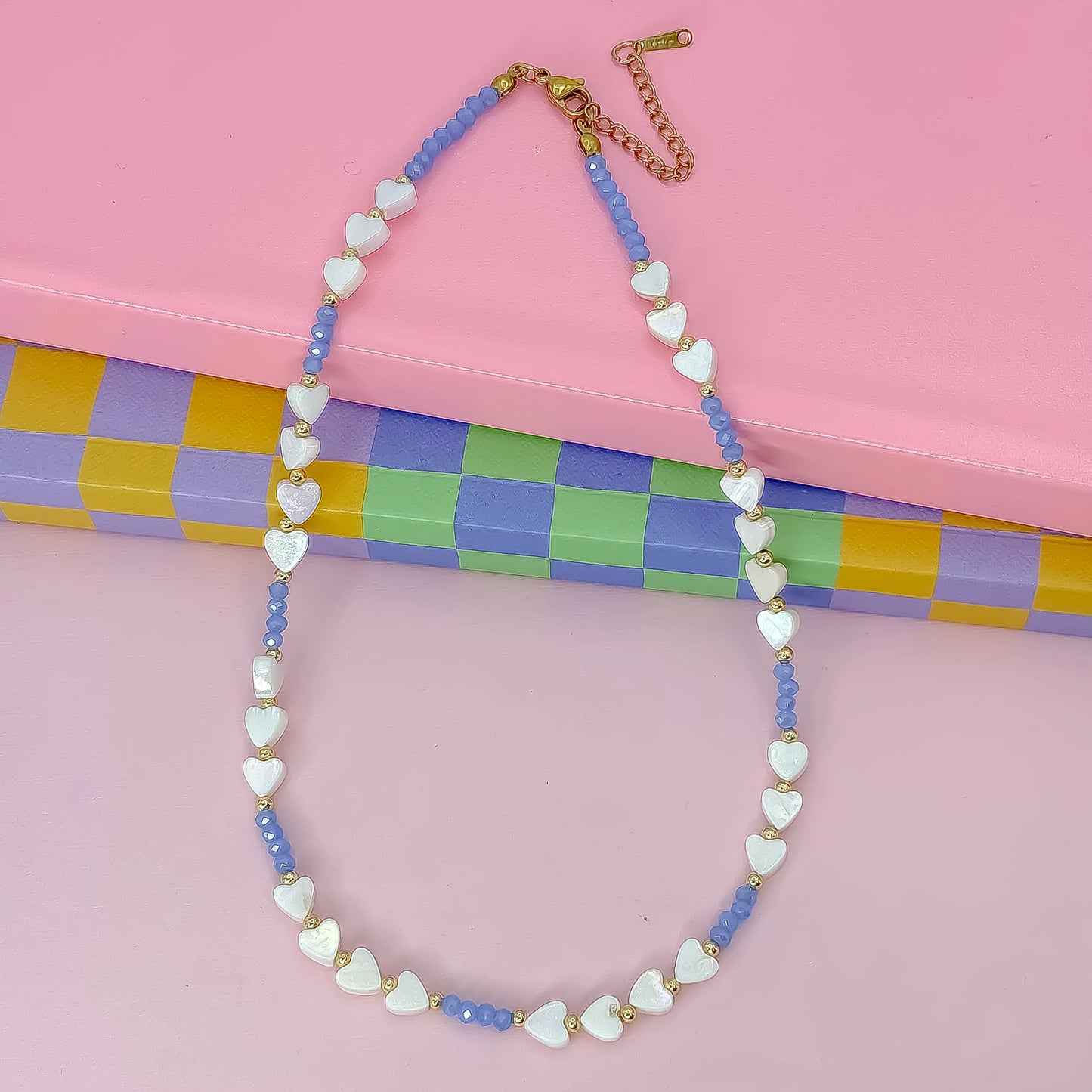 Candy Hearts Necklace Blue