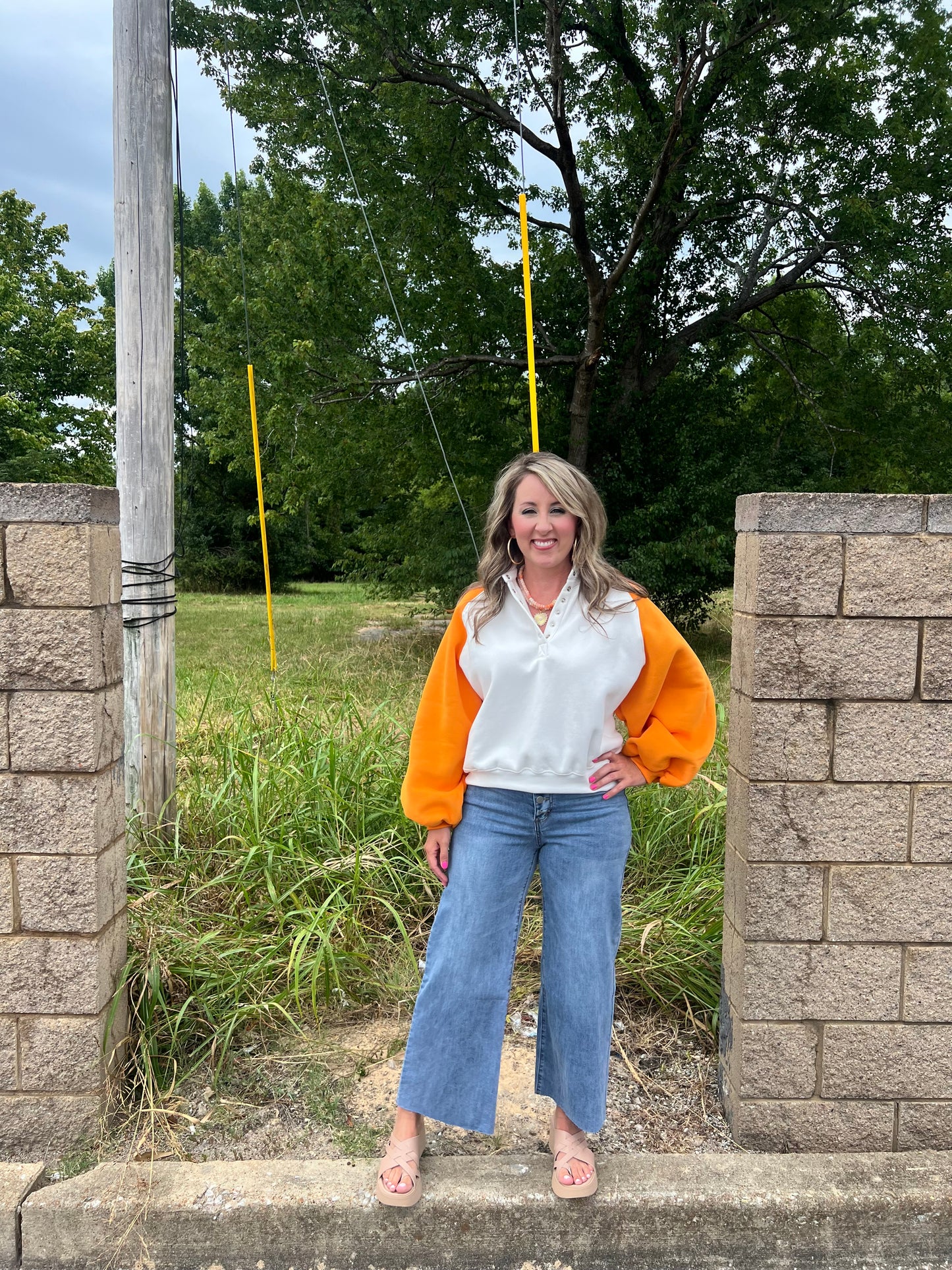 Piper Colorblock Orange Sweatshirt