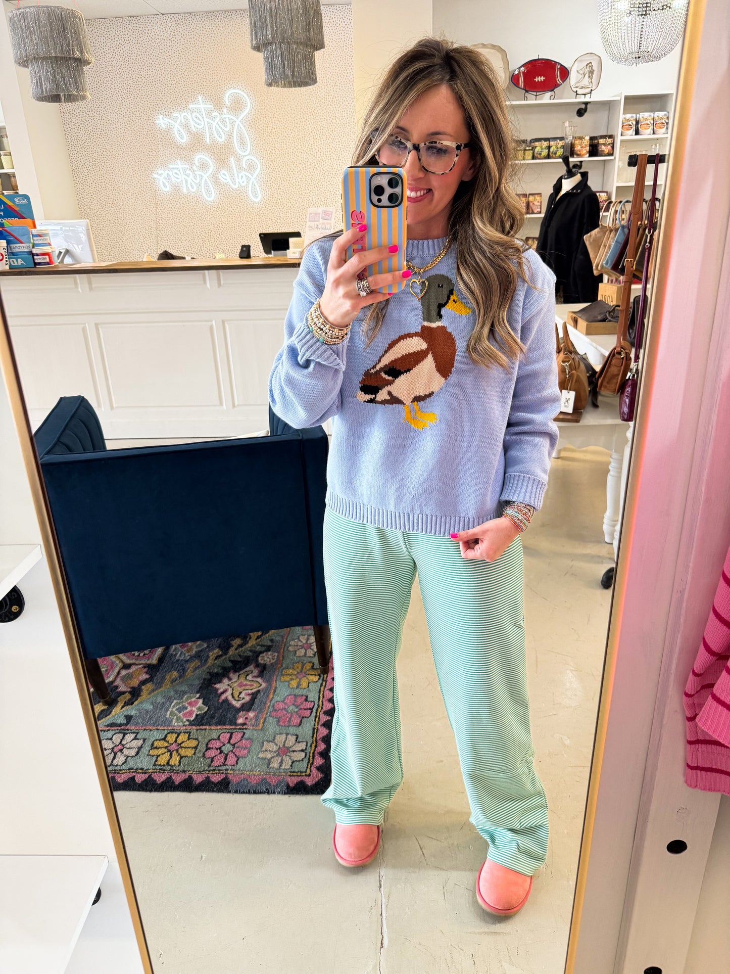 Lola Stripe Pants Green