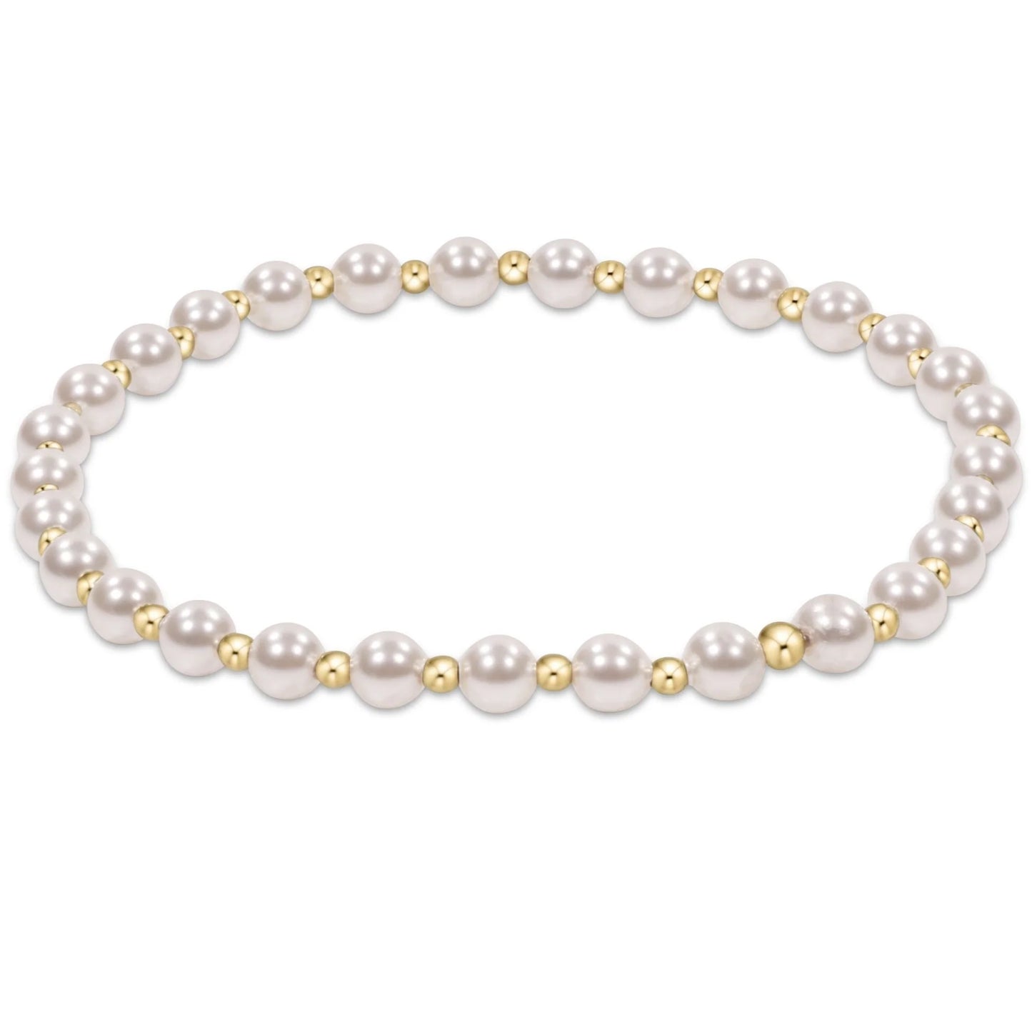 E Newton Classic Grateful Pattern Bracelet 4mm Pearl