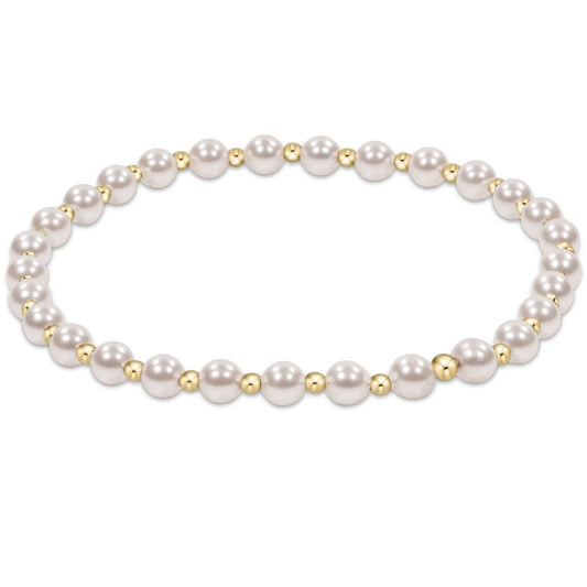 E Newton Classic Grateful Pattern Bracelet 4mm Pearl