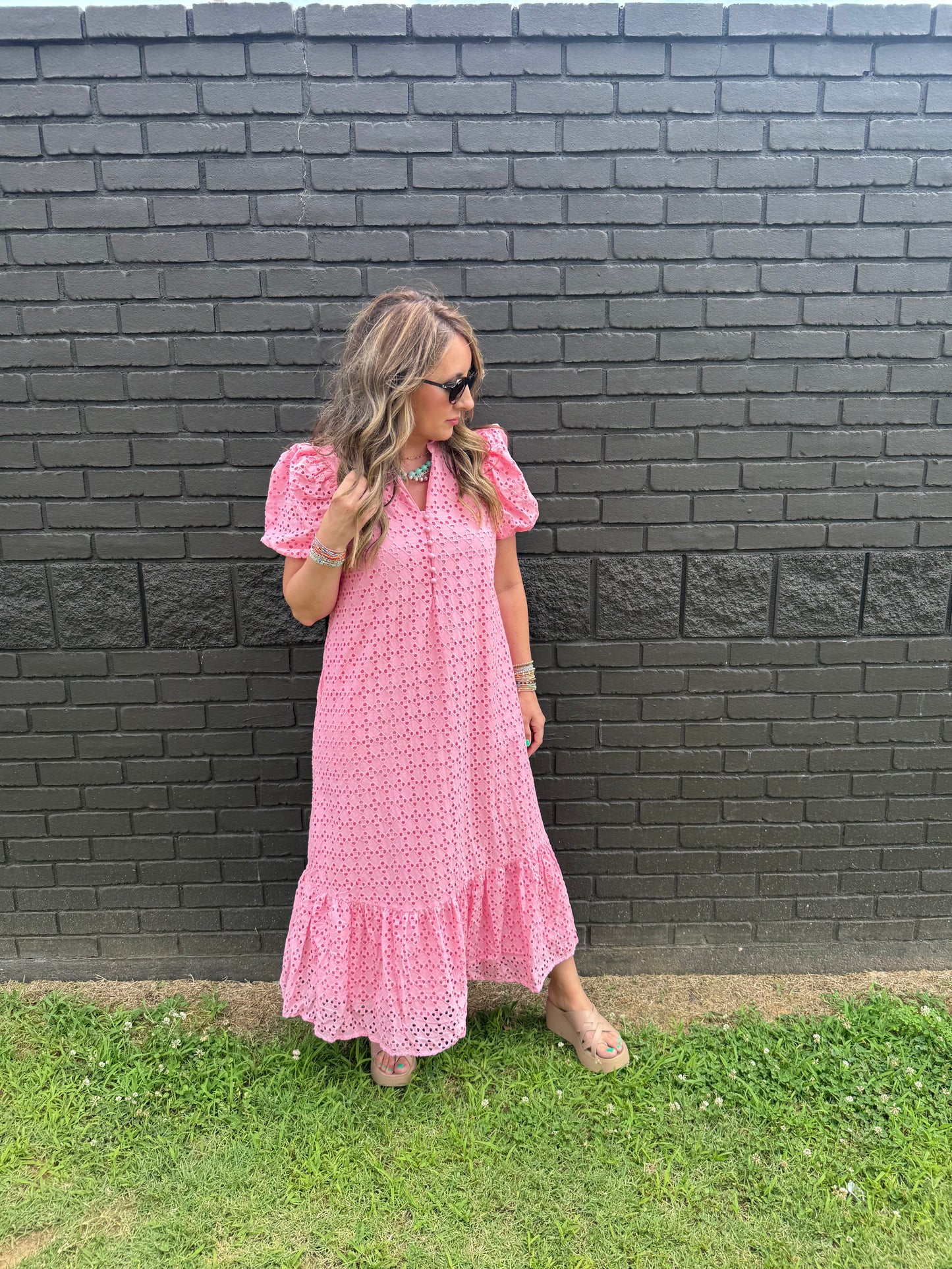 Eyelet Of My Eye Pink Midi