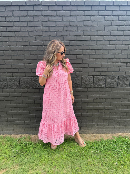 Eyelet Of My Eye Pink Midi
