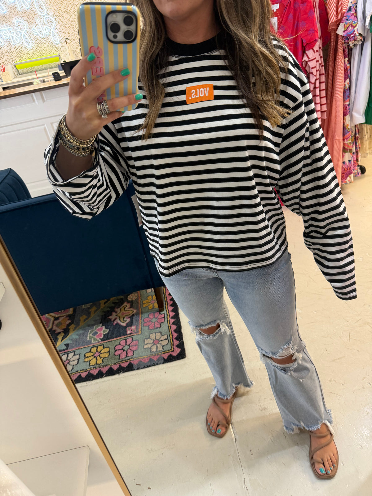 Tennessee Vols Block Stitch Stripe Long Sleeve Tee