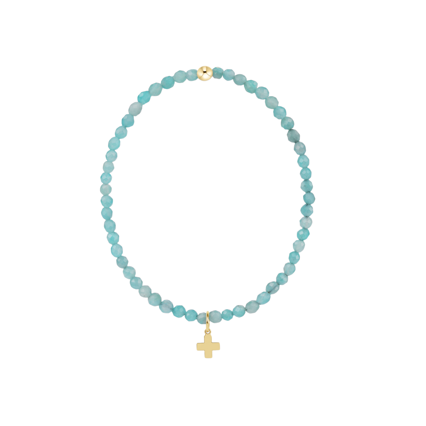 E Newton Classic Amazonite 3mm Signature Cross Gold Charm