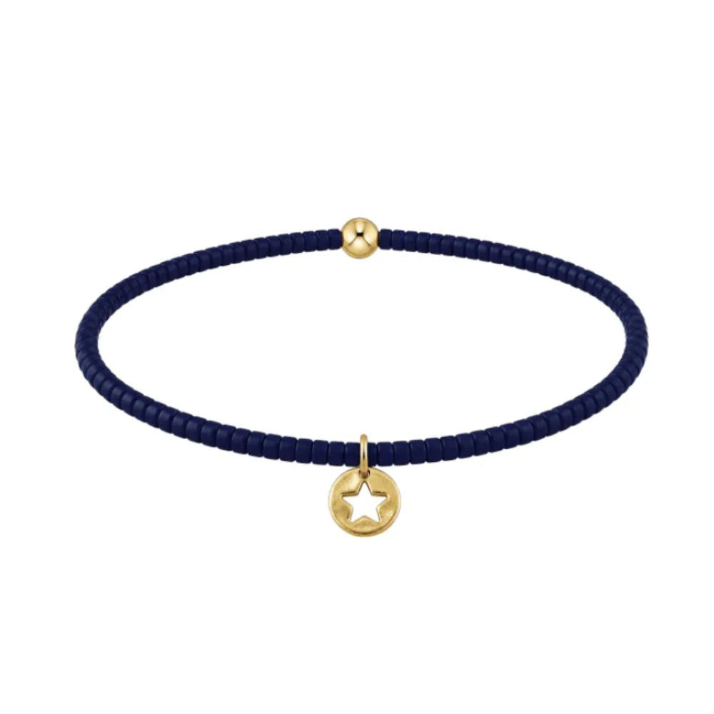 E Newton Hope Classic Bracelet Navy Star Small Gold Disc