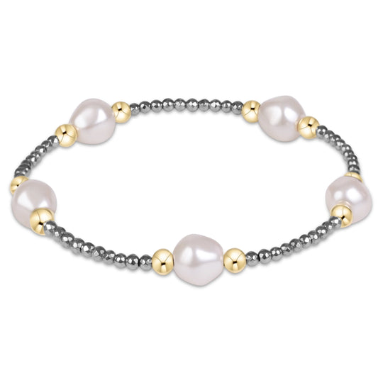 Extends Purpose Admire Pearl 8mm Silver Hematite
