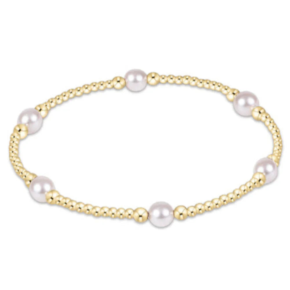 E Newton Purpose Pearl 5mm Gold Bracelet
