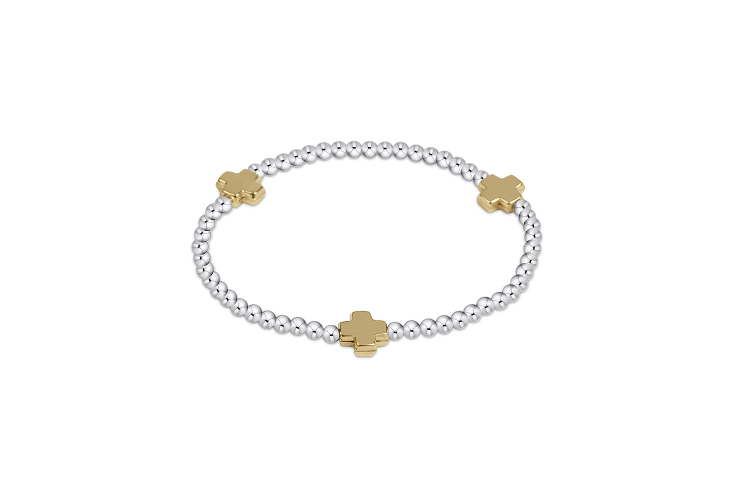 E Newton Signature Cross Sterling Mixed Metal Pattern 3mm Bracelet