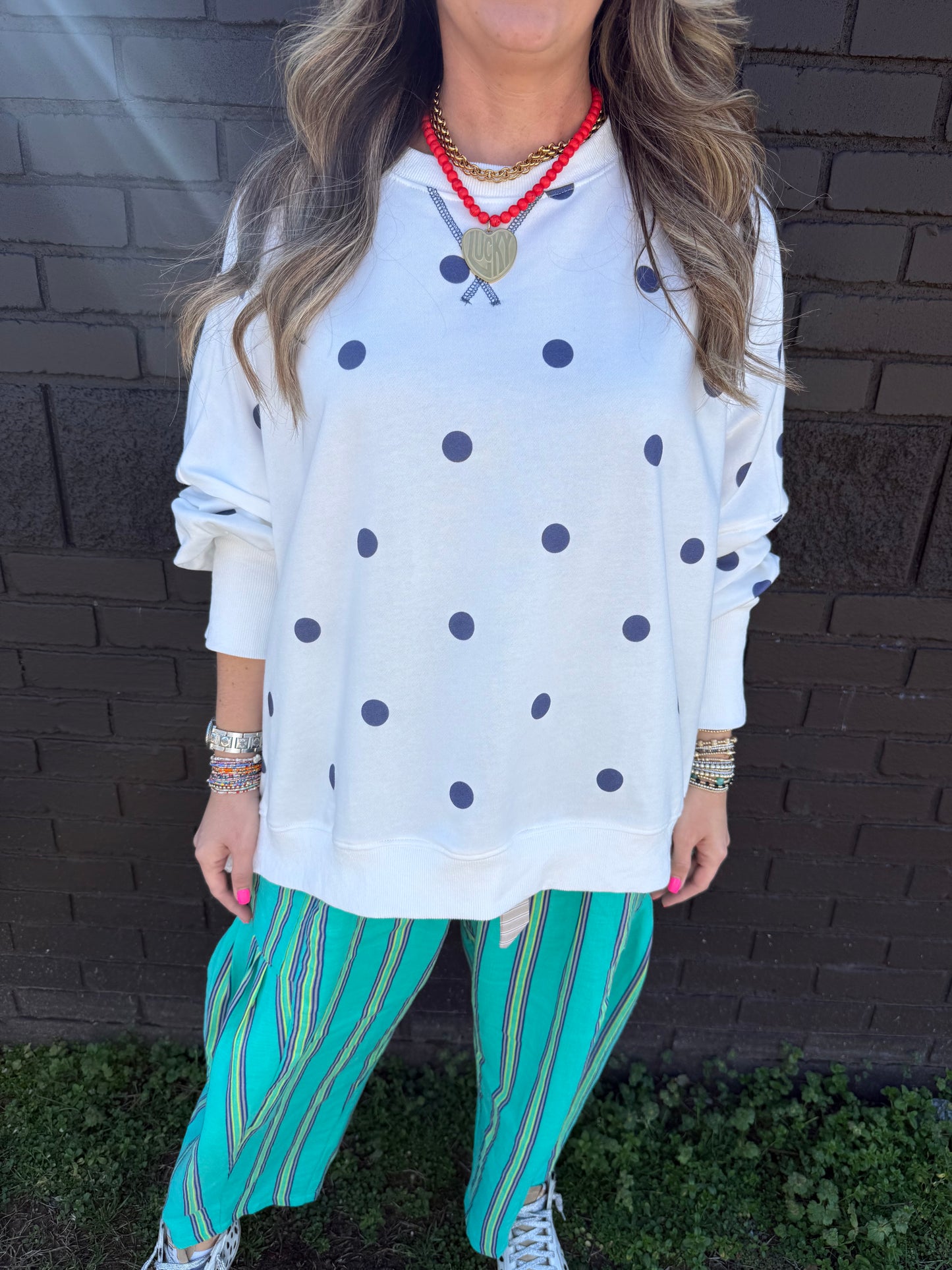 Indie White Polka Dot Top