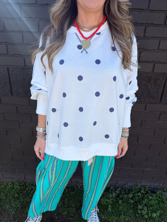 Indie White Polka Dot Top