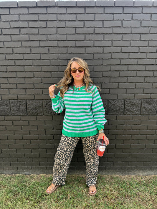 Sicily Green Stripe Sweater