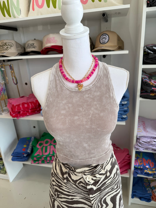 Tate Cropped Tank Top Taupe