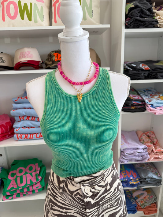 Tate Cropped Tank Top Green