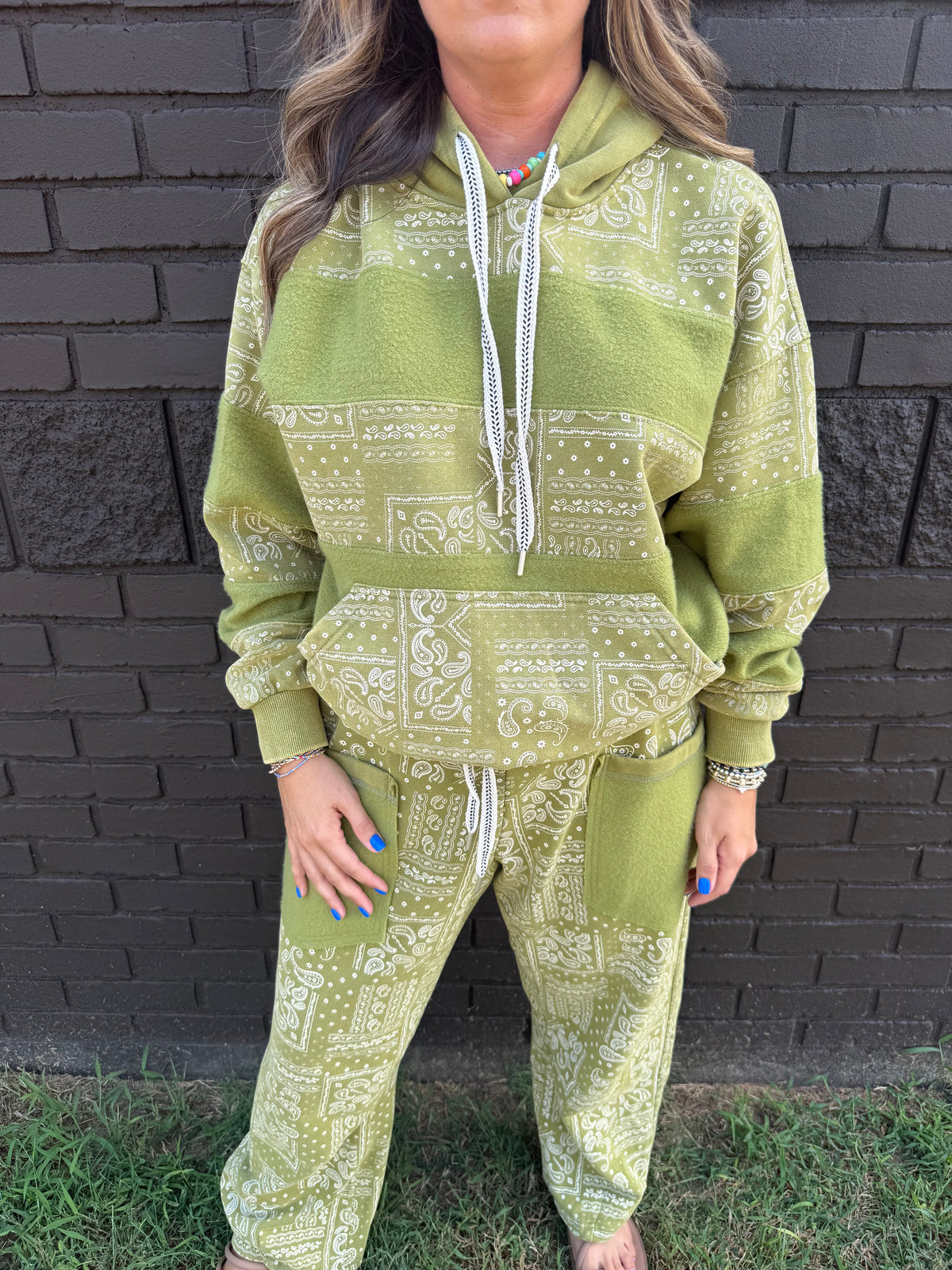 Brooklyn Bandana Green Hoodie
