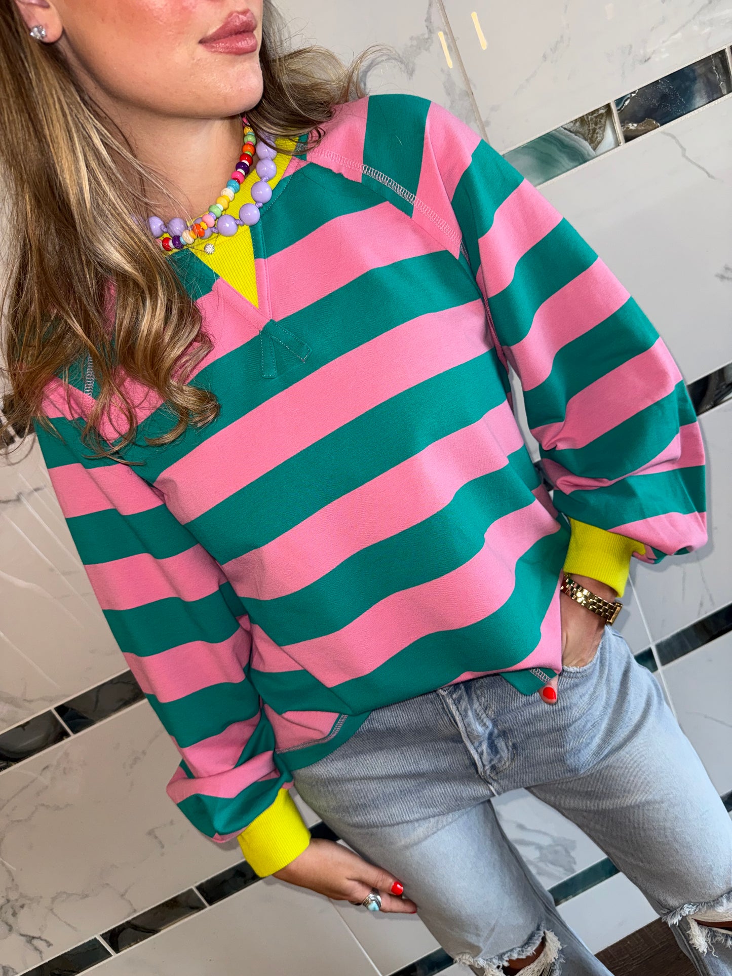 Playful Stripes Top Neon