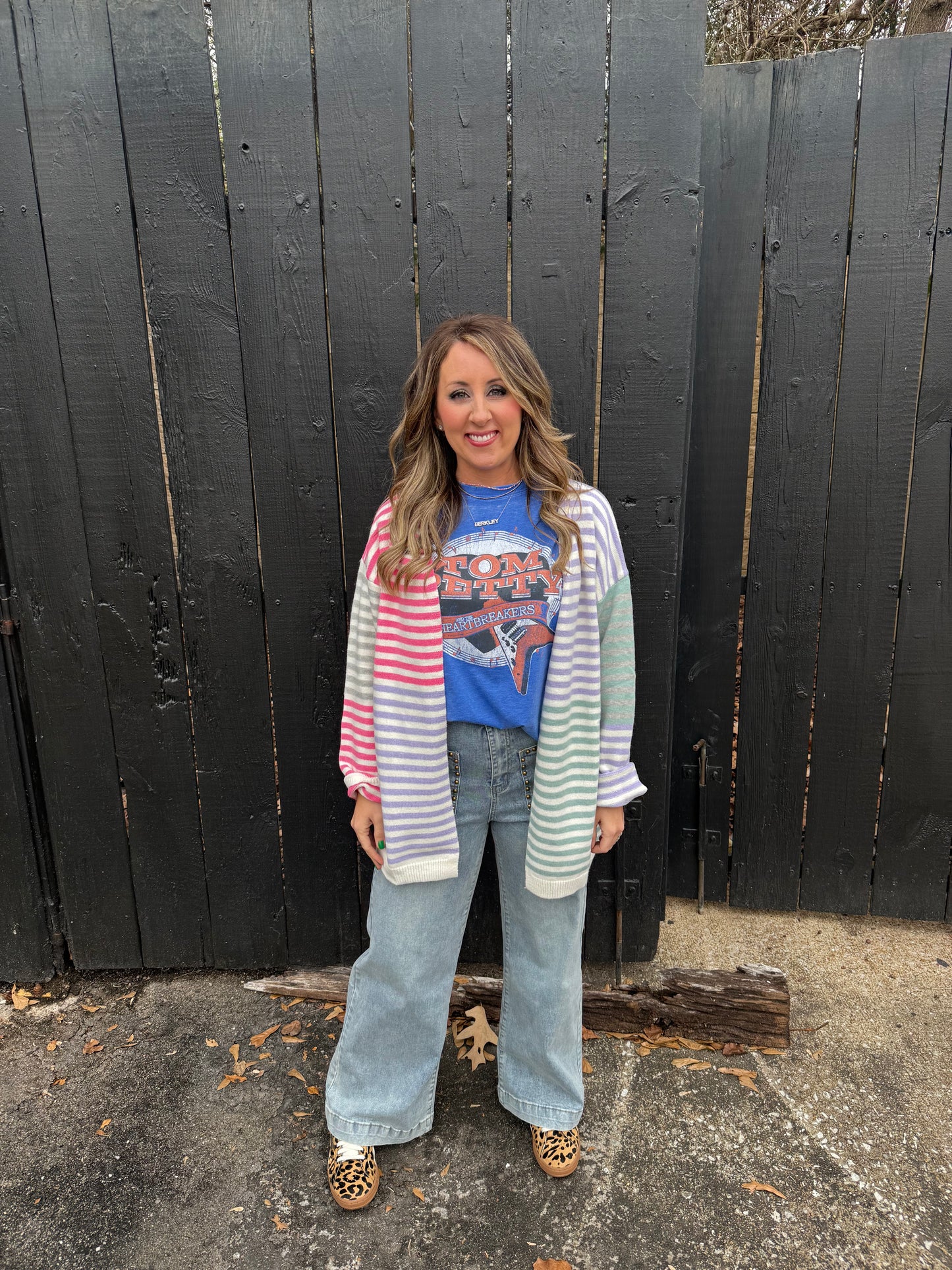 Stripes For You Cardigan Pink