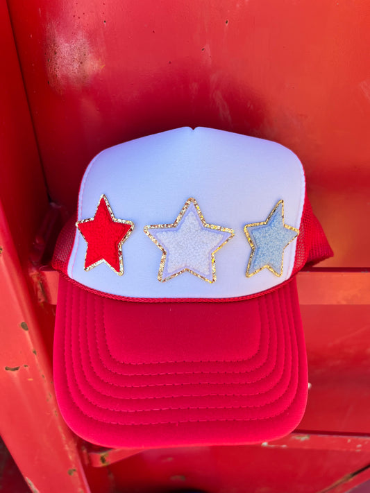 Red w/ 3 Stars Hat