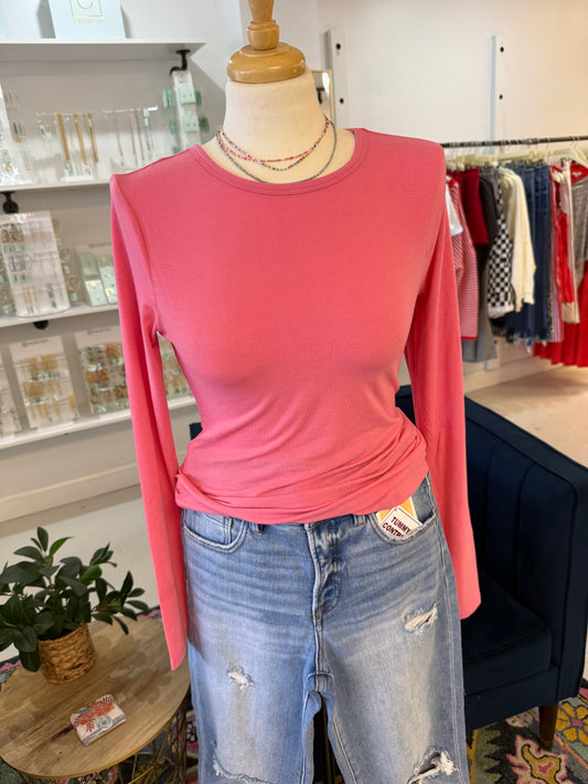 Simple Pink Long Sleeve Tee
