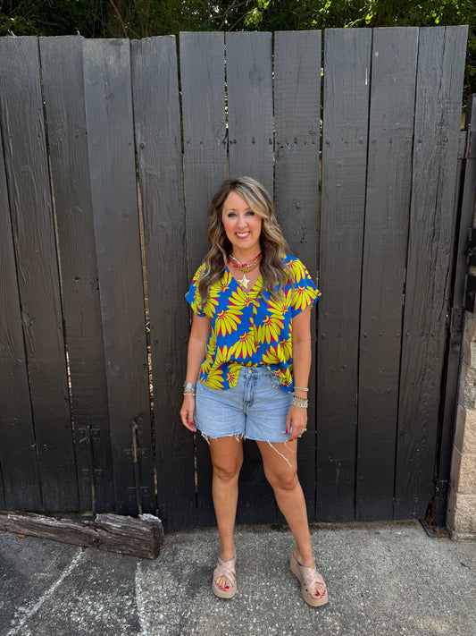 Arly Blue Floral Top