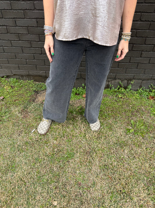 Staci Pocket Washed Black Pants