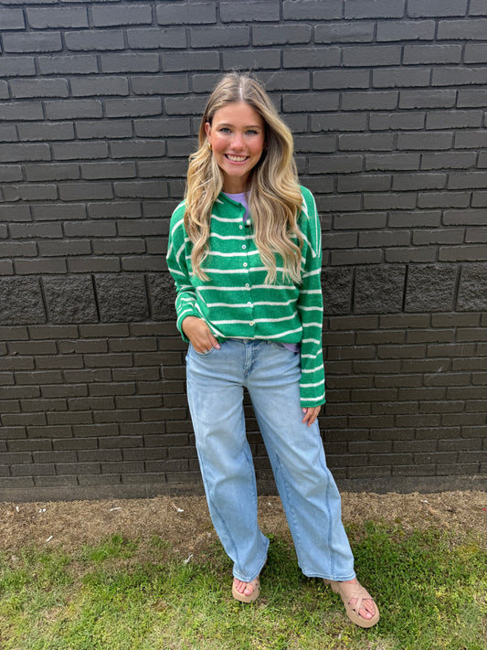 Piper Green Stripe Cardigan