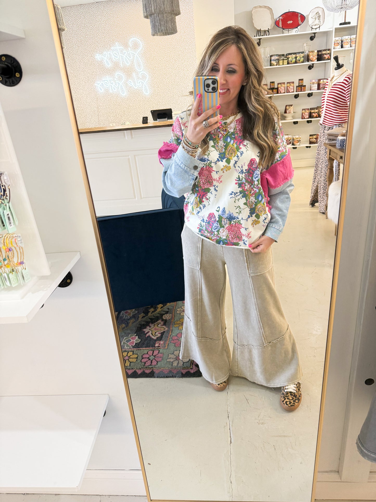 Ginny Floral and Denim Top