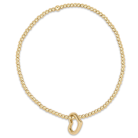 E Newton Classic Gold 2.5mm Bracelet Love Gold Charm