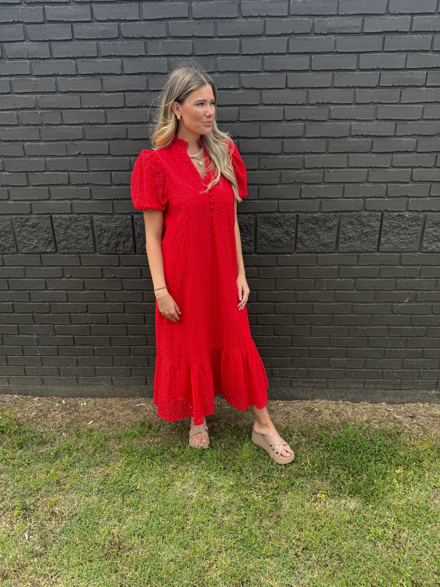 Eyelet Of My Eye Red Midi