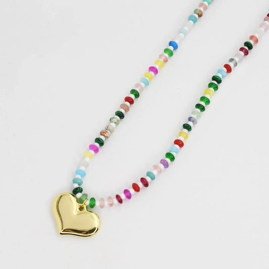 Colorful Heart Gemstone Necklace