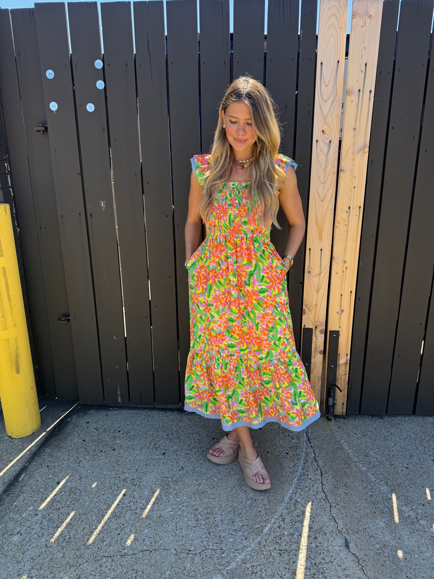 Layla Smocked Ruffle Strap Maxi