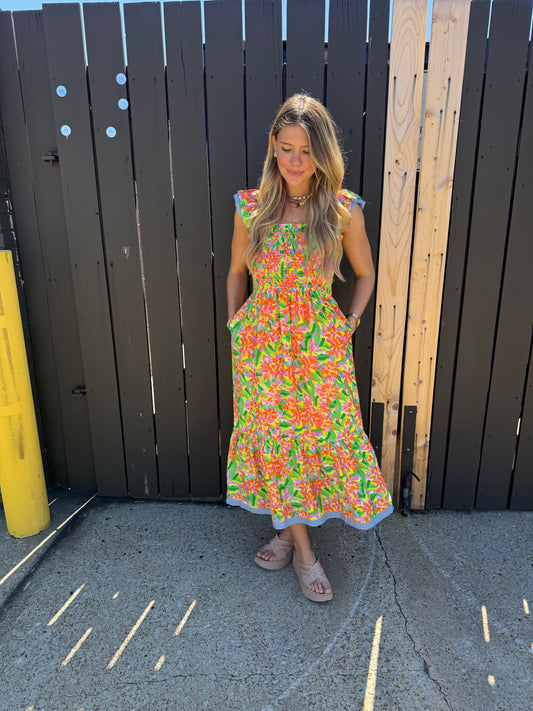 Layla Smocked Ruffle Strap Maxi