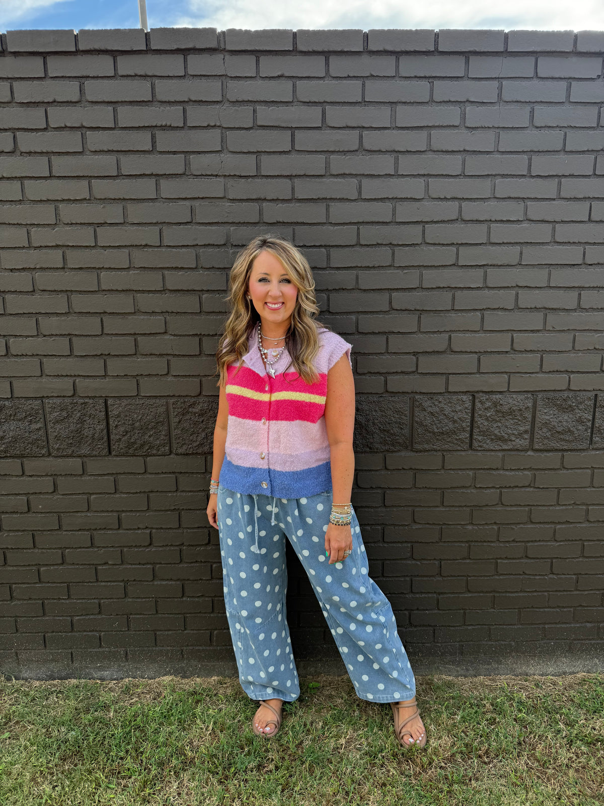 Frenzy Stripe Fuzzy Vest