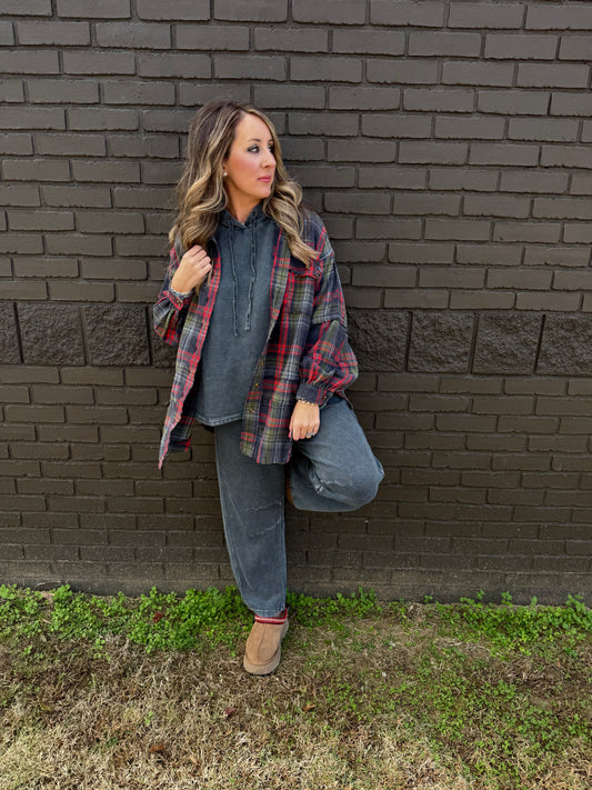 Poppy Plaid Bonfire Shacket