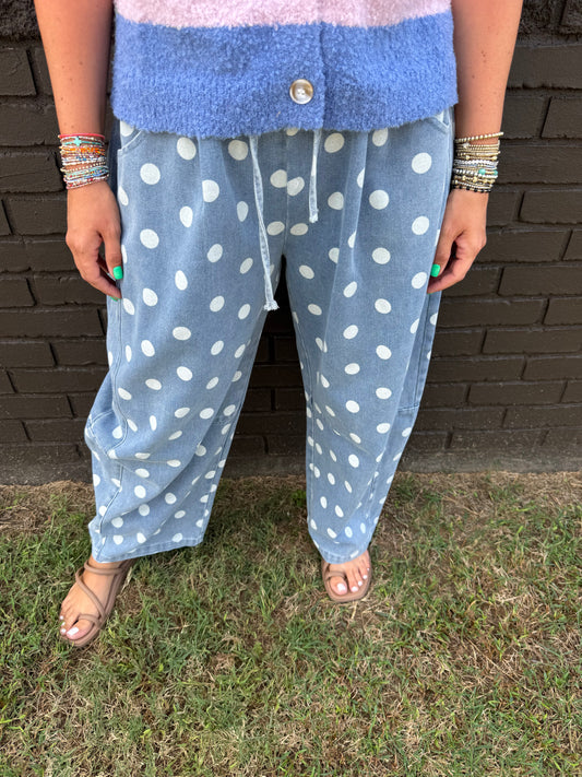Jayden Polka Dot Barrel Denim Pants