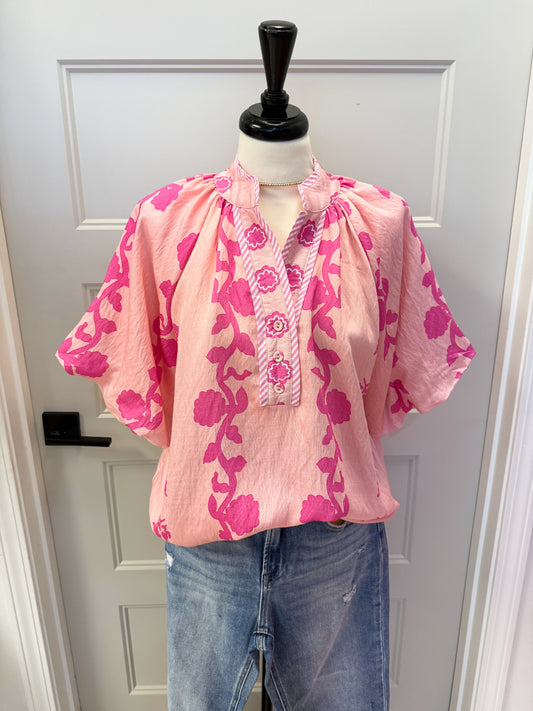 Peony Pink Floral Top