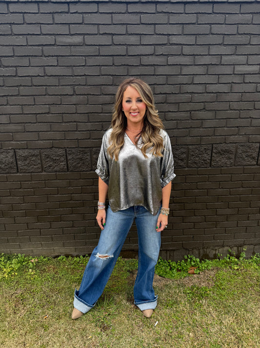 Shimmer My Way Charcoal Top