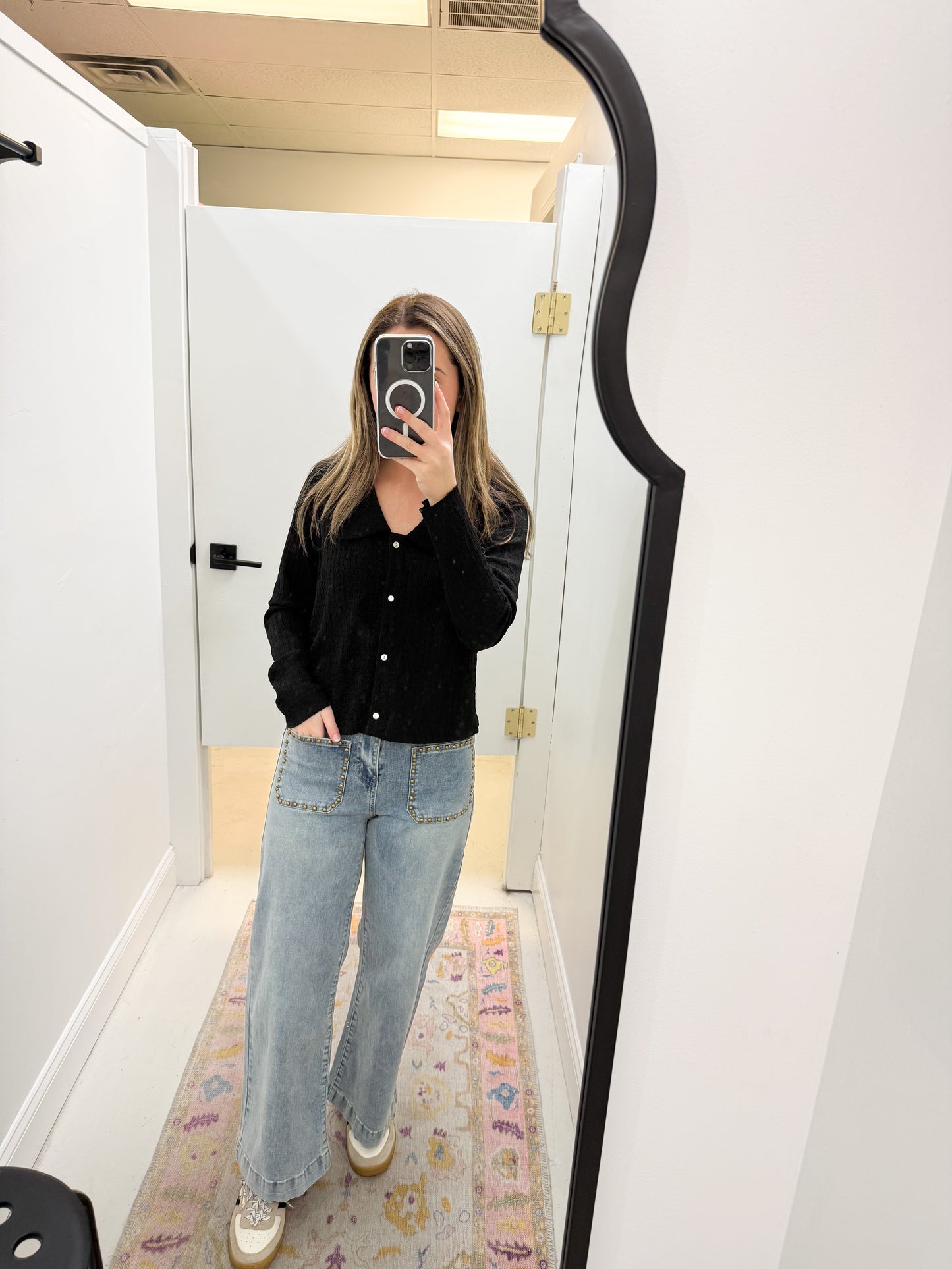 Studded Denim Pocket Jeans
