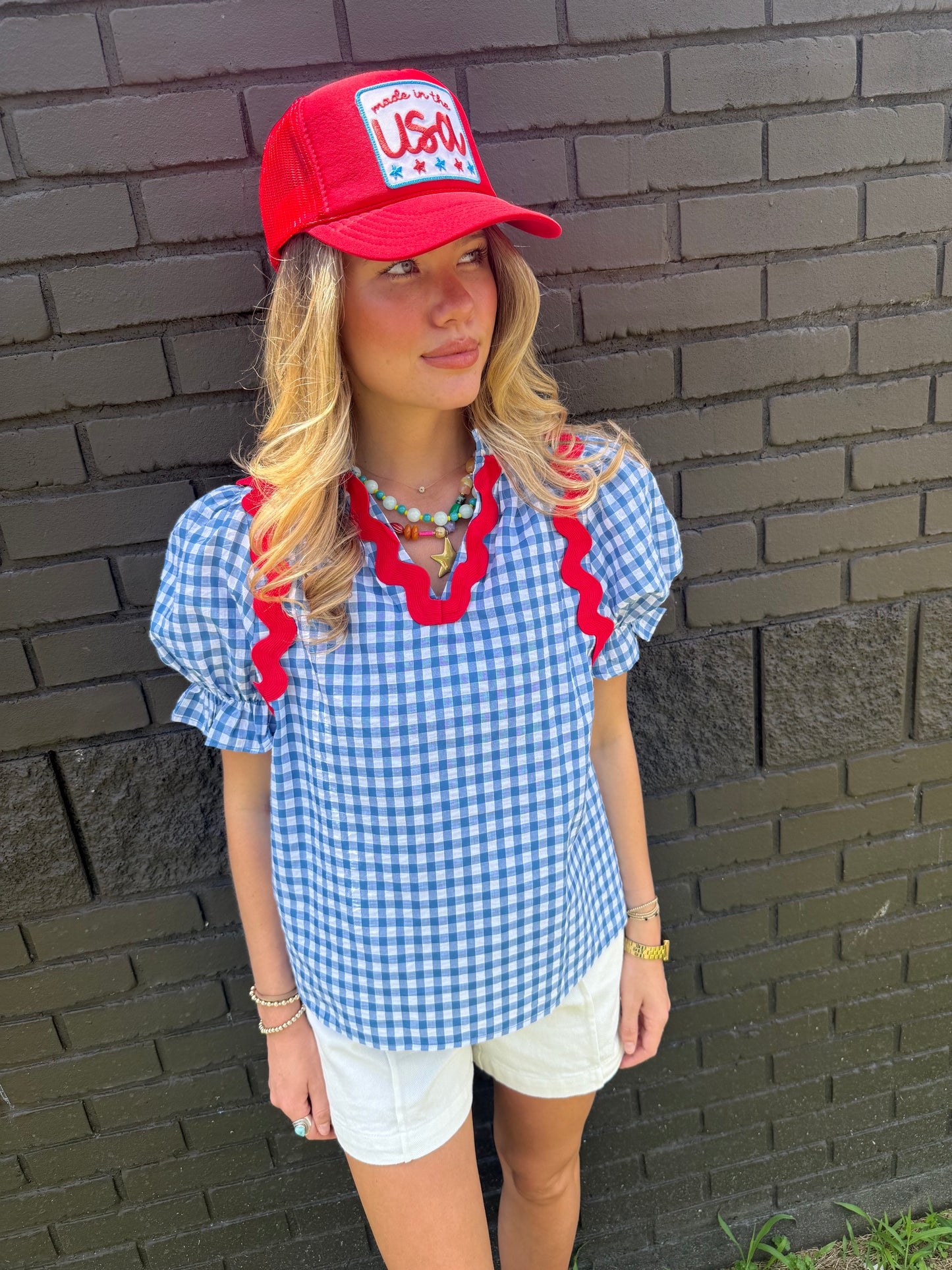 Indie Ric Rac Blue Top
