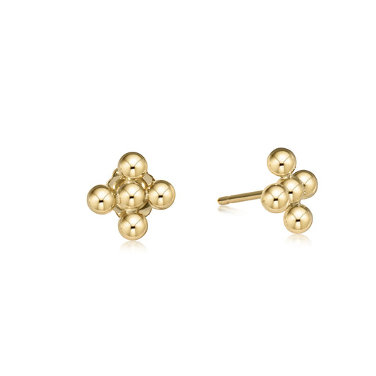 E Newton classic beaded signature cross stud 3mm bead gold