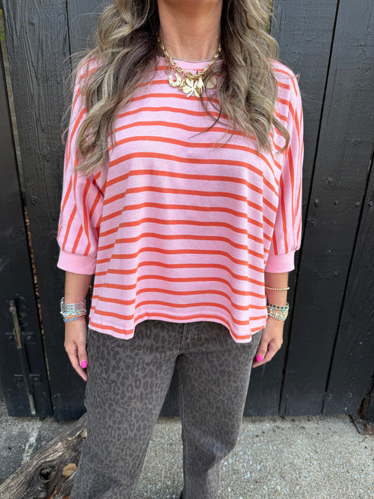 Seeing Stripes Coral Top