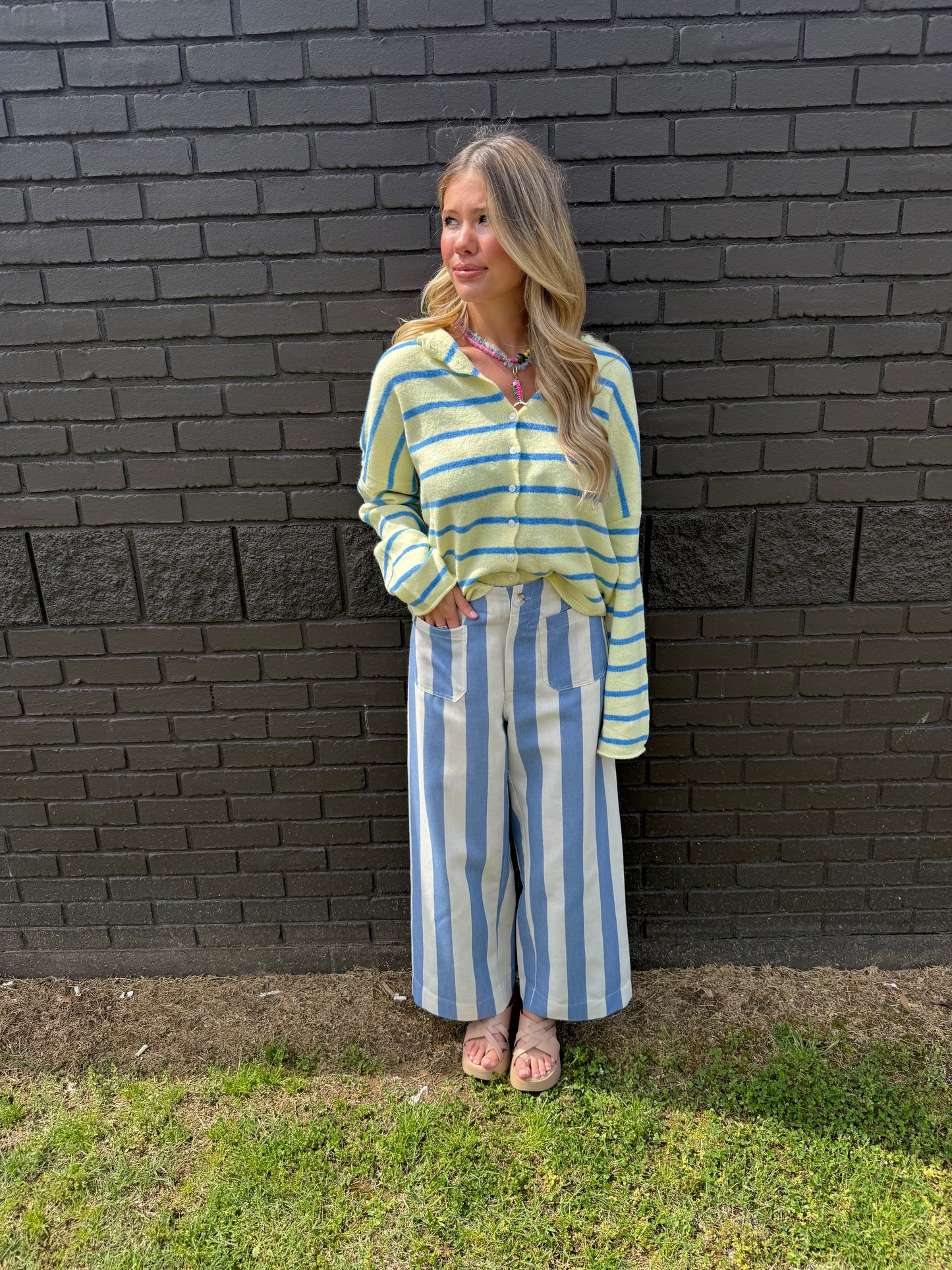 Piper Yellow/Blue Stripe Cardigan