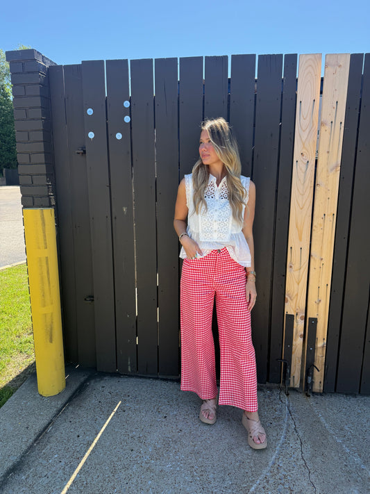 Gigi Gingham Red Pants