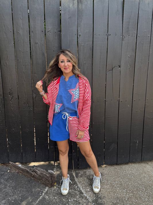 USA Stars Blue Top